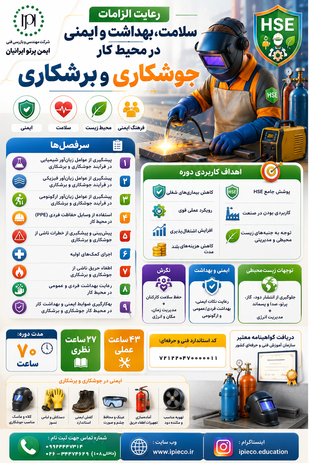 رعایت الزامات سلامت و بهداشت و ایمنی در محیط کار جوشکاری و برشکاری